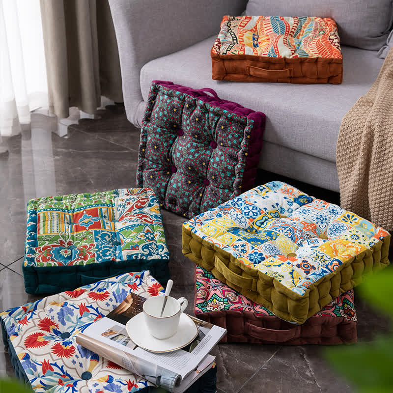 Ownkoti Morocco Style Chair Pad Floor Cushion | Soft Cotton Seat Pillow with Ruffle | Comfortable Floor & Chair Cushion for Home and Office
