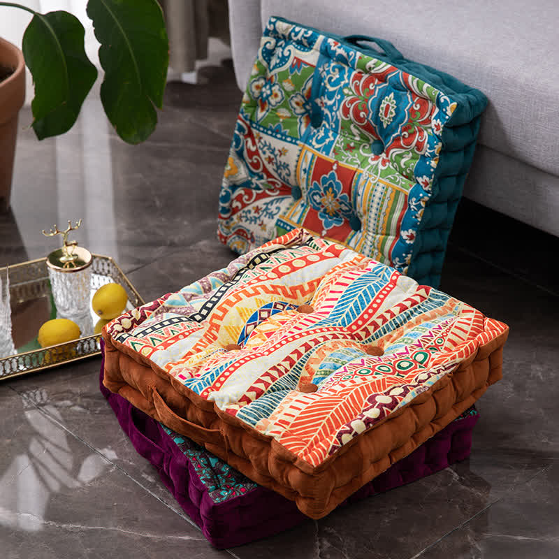 Ownkoti Morocco Style Chair Pad Floor Cushion | Soft Cotton Seat Pillow with Ruffle | Comfortable Floor & Chair Cushion for Home and Office
