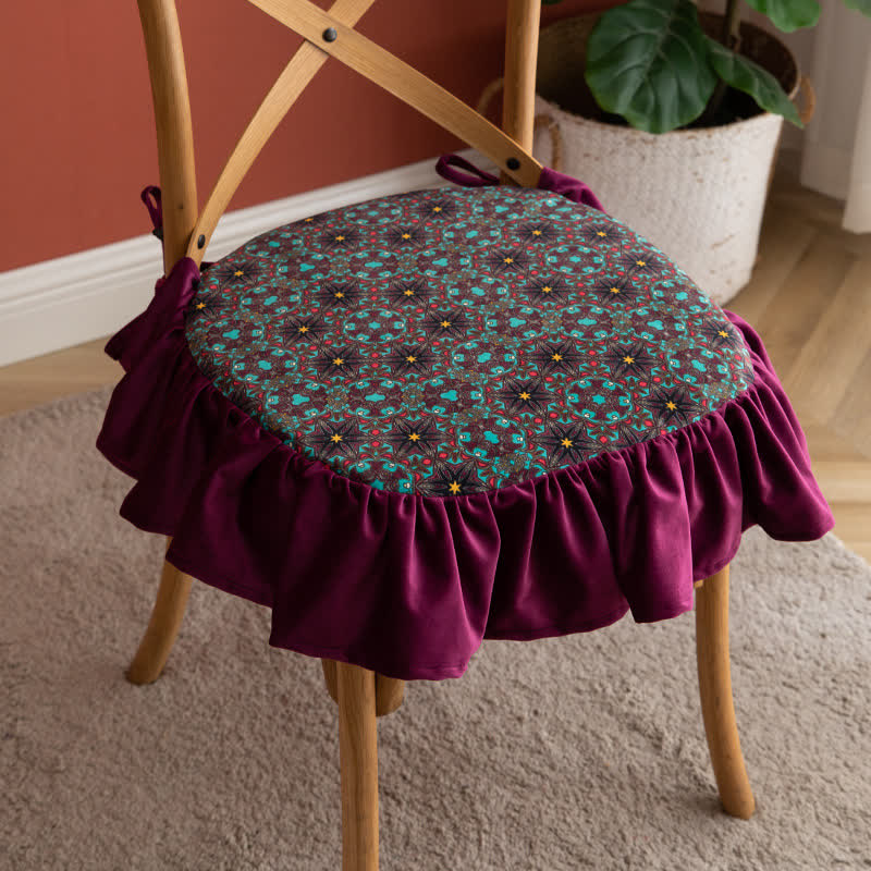 Ownkoti Morocco Style Chair Pad Floor Cushion | Soft Cotton Seat Pillow with Ruffle | Comfortable Floor & Chair Cushion for Home and Office