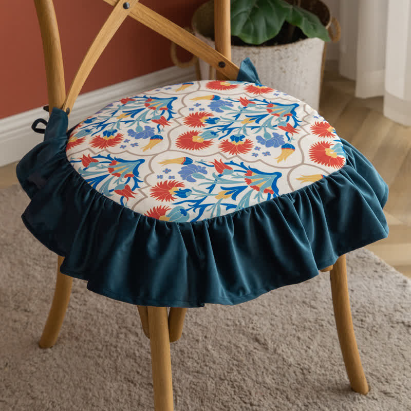 Ownkoti Morocco Style Chair Pad Floor Cushion | Soft Cotton Seat Pillow with Ruffle | Comfortable Floor & Chair Cushion for Home and Office