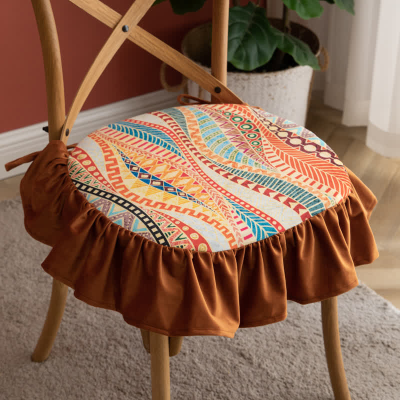 Ownkoti Morocco Style Chair Pad Floor Cushion | Soft Cotton Seat Pillow with Ruffle | Comfortable Floor & Chair Cushion for Home and Office