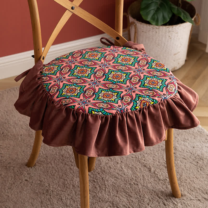Ownkoti Morocco Style Chair Pad Floor Cushion | Soft Cotton Seat Pillow with Ruffle | Comfortable Floor & Chair Cushion for Home and Office