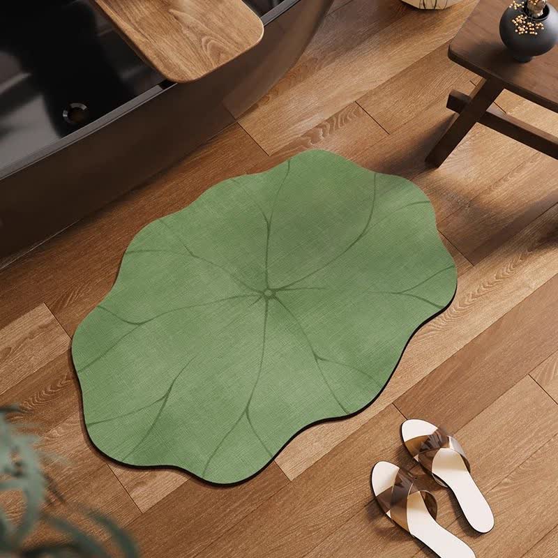Lotus Leaf Diatom Mud Anti-Slip Bath Mat | Quick Dry Water Absorbent Bathroom Rug | Non-Slip Floor Mat for Bathroom & Entryway