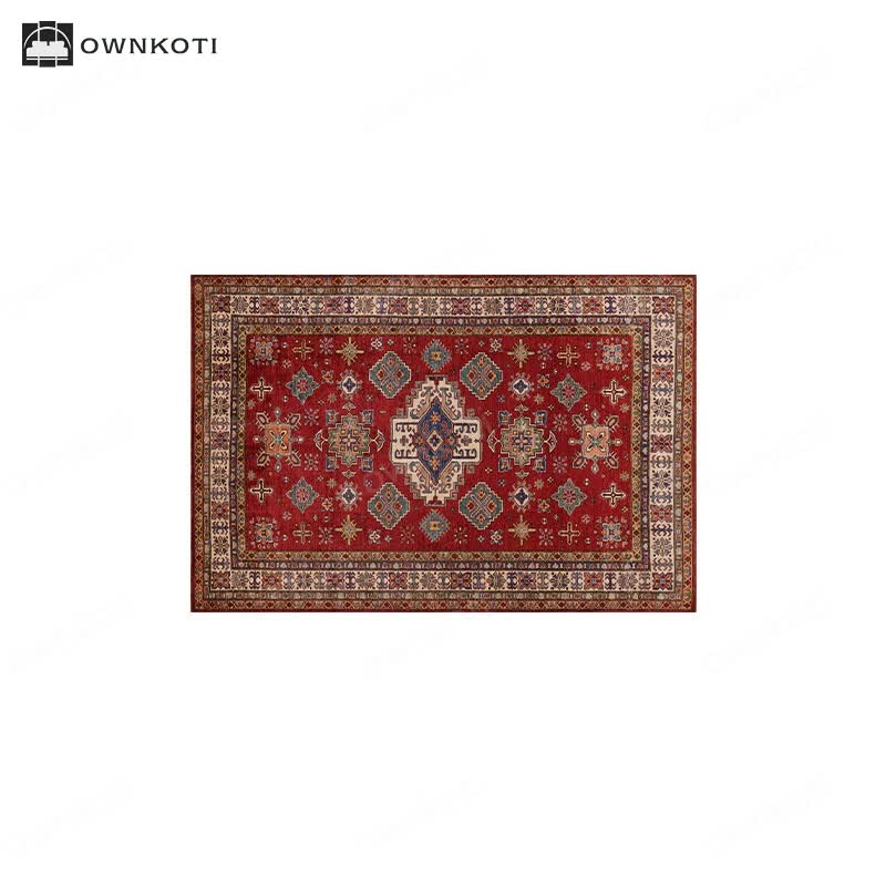 Ethnic Exotic Decorative Floor Mat | Non-Slip Rectangular Area Rug | Soft Washable Polyester Carpet | Bohemian Home Décor Accent