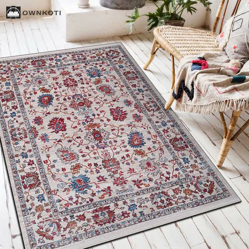 Ethnic Exotic Decorative Floor Mat | Non-Slip Rectangular Area Rug | Soft Washable Polyester Carpet | Bohemian Home Décor Accent