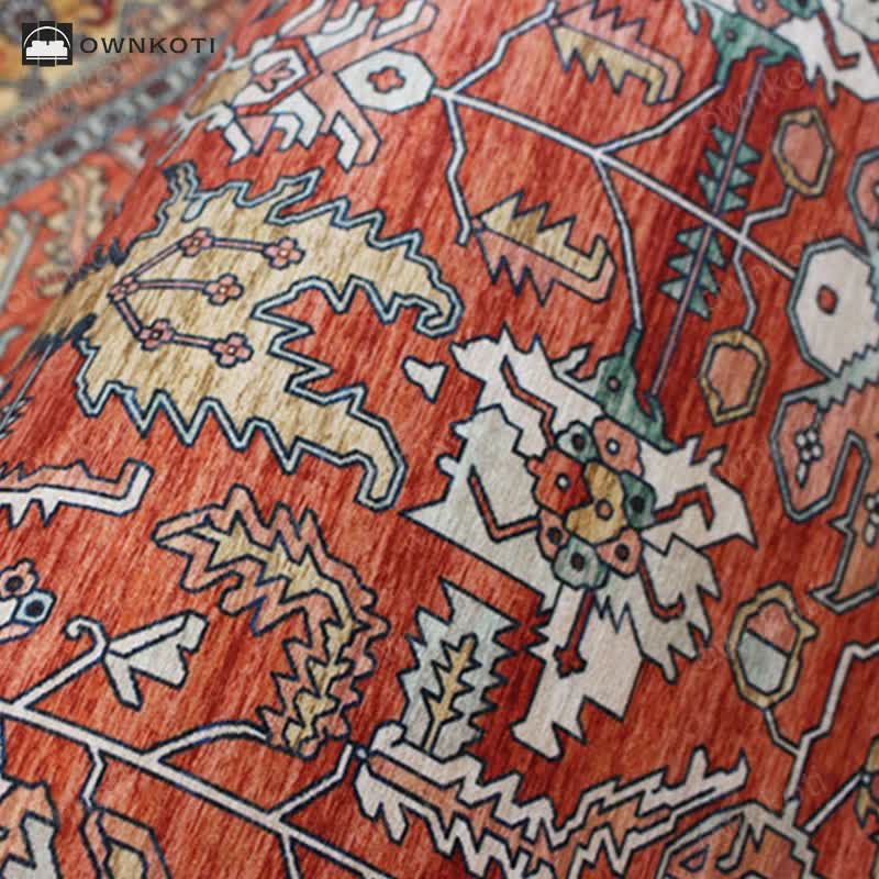 Ethnic Exotic Decorative Floor Mat | Non-Slip Rectangular Area Rug | Soft Washable Polyester Carpet | Bohemian Home Décor Accent