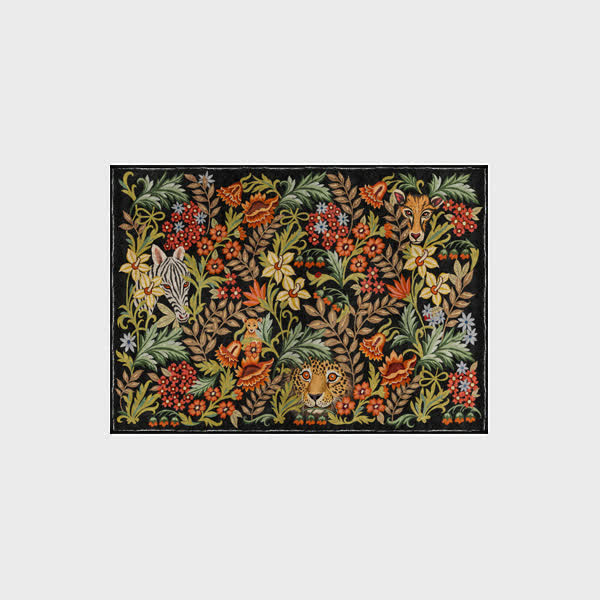 Tropical Jungle Indoor Outdoor Area Rug | Washable Anti-Slip Foldable Floor Carpet | Exotic Botanical Patio Living Room Rug