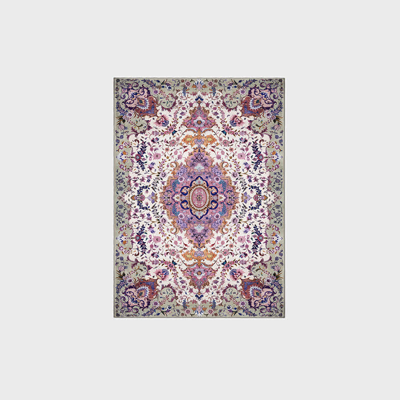 Persian Ethnic Style Decorative Area Rug | Anti-Slip Foldable Washable Floor Carpet | Elegant Living Room Bedroom Rug