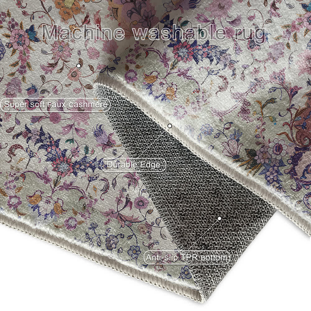 Persian Ethnic Style Decorative Area Rug | Anti-Slip Foldable Washable Floor Carpet | Elegant Living Room Bedroom Rug