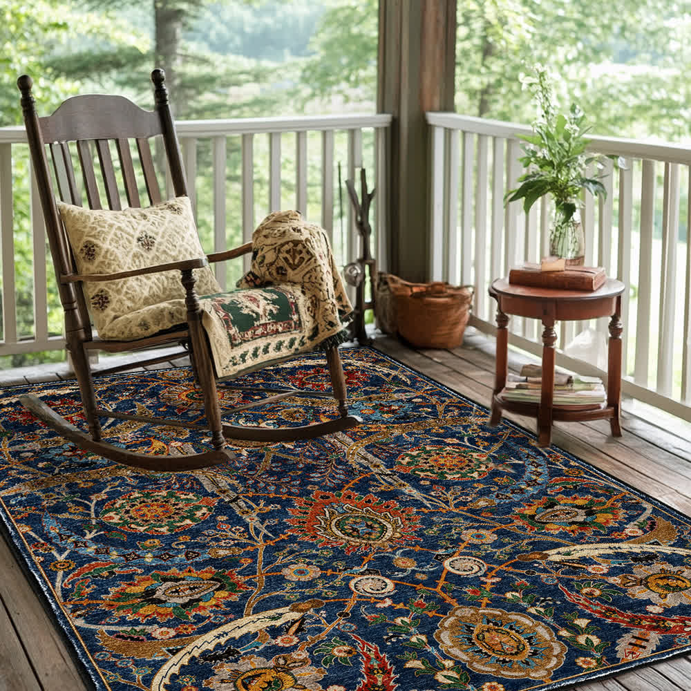 Persian Bohemia Washable Area Rug | Soft Anti-Slip Plush Carpet | Vintage Boho Polyester Floor Rug | Decorative Home Décor Rug