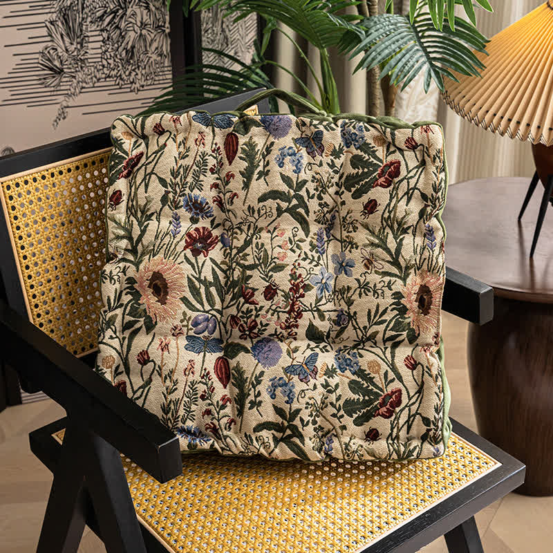 Ownkoti Jacquard Floral Seating Cushion | Soft Thick Chair Pad with Pressure Relief | Double-Sided Seat Cushion for Home & Office