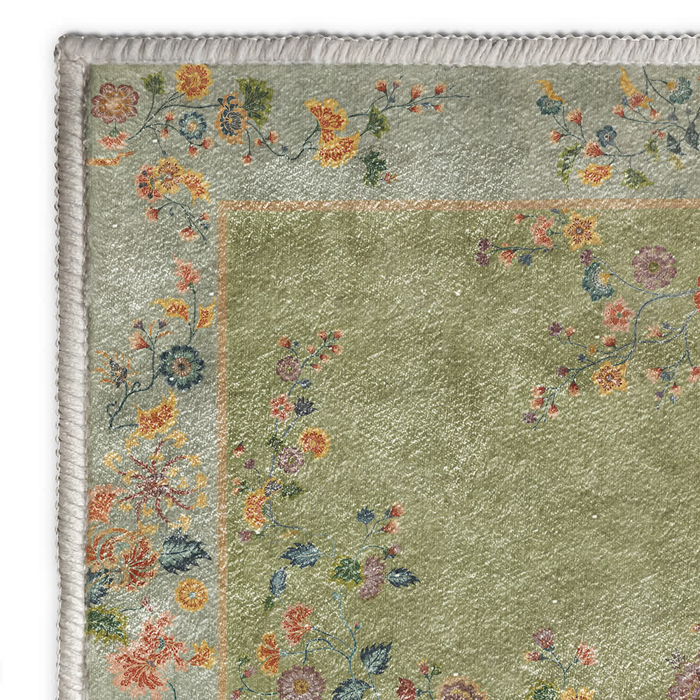 Floral Indoor Outdoor Non-Slip Area Rug | Weather-Resistant Decorative Carpet for Patio, Living Room & Bedroom | Soft Polyester Floor Rug