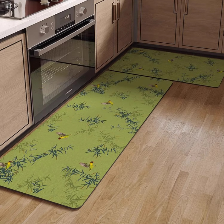 Bamboo Bird Kitchen Entryway Rug | Water-Absorbent Non-Slip Diatom Mud Floor Mat | Nature-Inspired Kitchen & Entry Rug | Decorative Home Décor