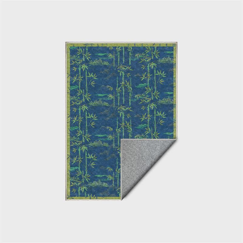 Bamboo Pattern Foldable Area Rug | Soft Washable Polyester Carpet | Lightweight Anti-Slip Floor Rug for Living Room Bedroom Entryway | Nature-Inspired Home Decor