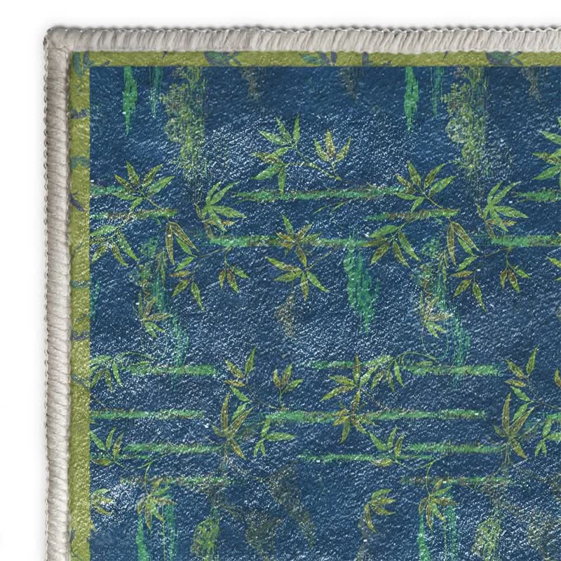 Bamboo Pattern Foldable Area Rug | Soft Washable Polyester Carpet | Lightweight Anti-Slip Floor Rug for Living Room Bedroom Entryway | Nature-Inspired Home Decor