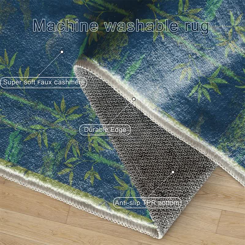 Bamboo Pattern Foldable Area Rug | Soft Washable Polyester Carpet | Lightweight Anti-Slip Floor Rug for Living Room Bedroom Entryway | Nature-Inspired Home Decor