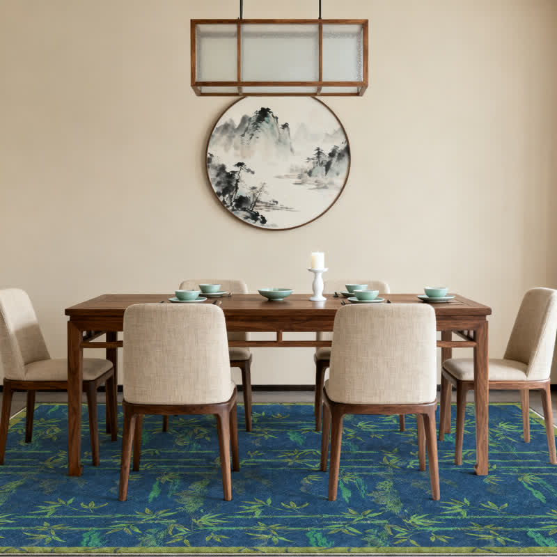 Bamboo Pattern Foldable Area Rug | Soft Washable Polyester Carpet | Lightweight Anti-Slip Floor Rug for Living Room Bedroom Entryway | Nature-Inspired Home Decor