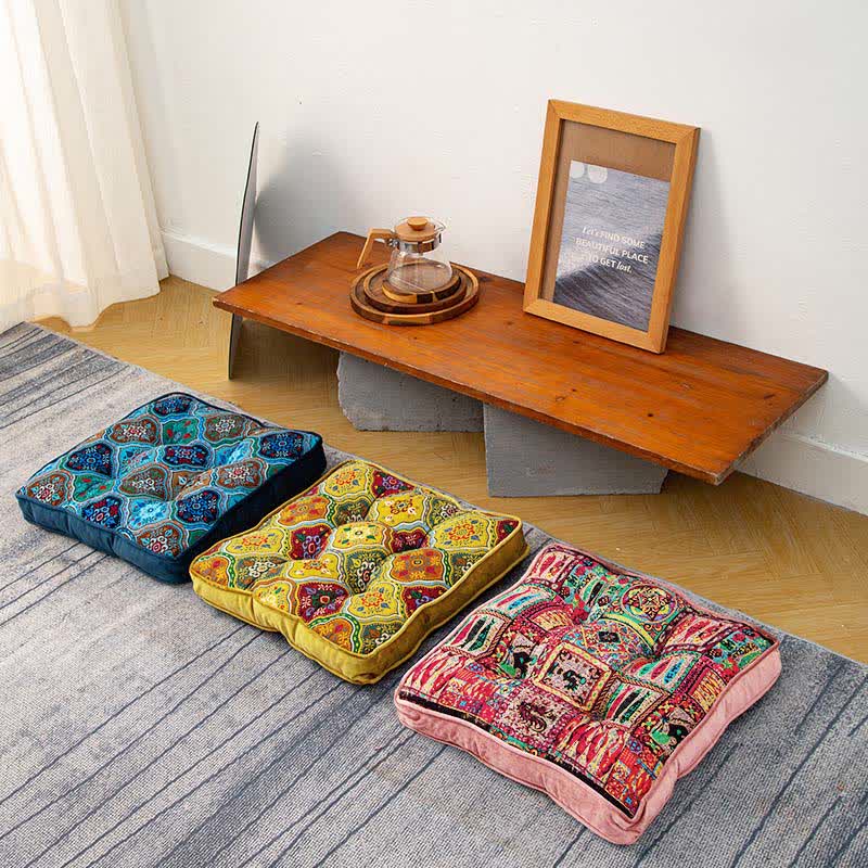 Ownkoti Moroccan Floor Chair Cushion with Tie Straps | Soft Padded Seat Pad | Comfortable Chair & Floor Cushion for Home Seating