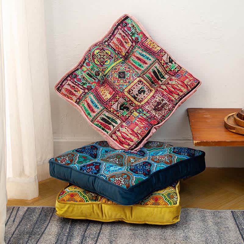 Ownkoti Moroccan Floor Chair Cushion with Tie Straps | Soft Padded Seat Pad | Comfortable Chair & Floor Cushion for Home Seating