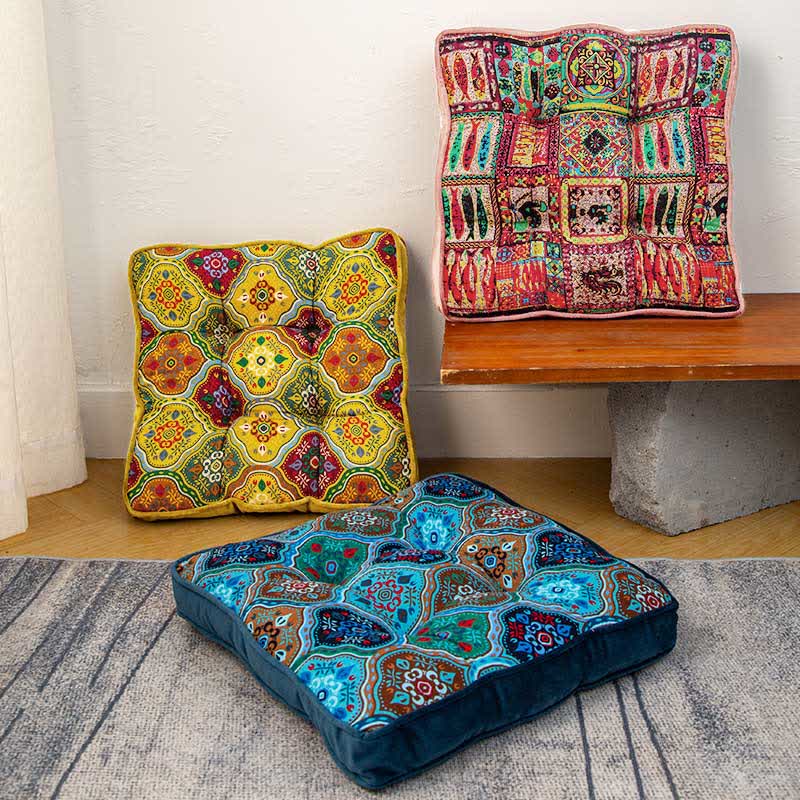 Ownkoti Moroccan Floor Chair Cushion with Tie Straps | Soft Padded Seat Pad | Comfortable Chair & Floor Cushion for Home Seating