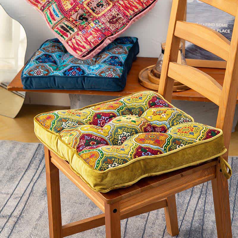 Ownkoti Moroccan Floor Chair Cushion with Tie Straps | Soft Padded Seat Pad | Comfortable Chair & Floor Cushion for Home Seating
