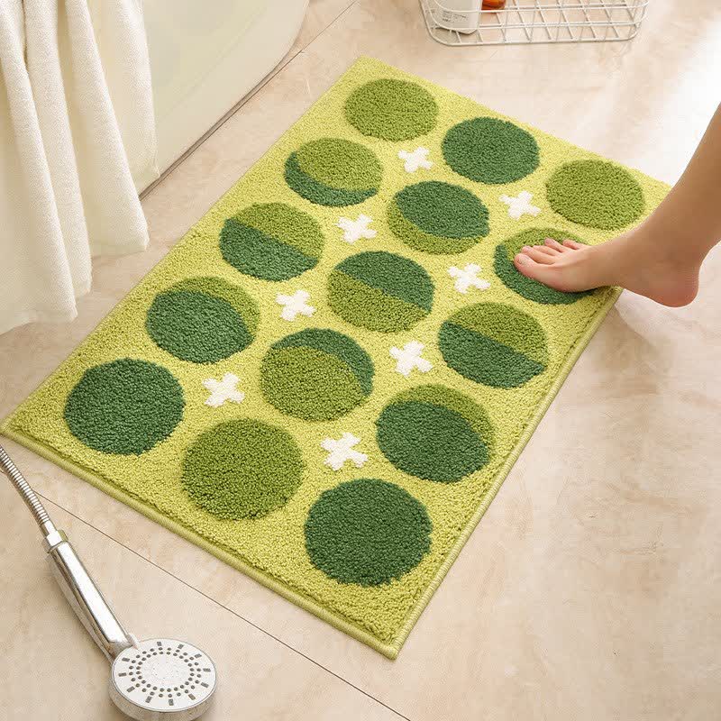 Geometric Jacquard Non-Slip Bath Mat | Soft Quick-Dry Microfiber Bathroom Rug | Absorbent Plush Floor Mat