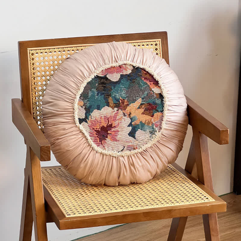 Poppy Floral Throw Pillow with Ruffled Edge | French-Inspired Decorative Cushion | Soft Polyester Cushion with Polypropylene Cotton Filling | Sofa, Bed & Living Room Accent