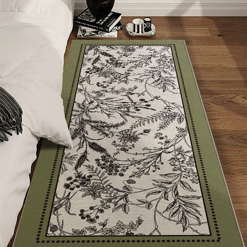 Vintage Floral Floor Rug for Living Room & Bedroom | Elegant Rustic Botanical Area Rug | Soft Polyester Decorative Carpet