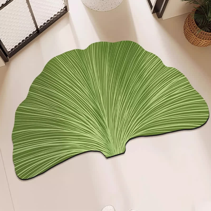 Botanical Ginkgo Leaf Diatom Mud Bath Mat | Quick Dry Anti-Slip Bathroom Rug | Water Absorbent Botanical Floor Mat
