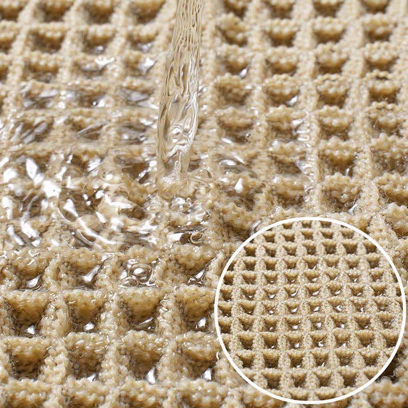 Minimalist Waffle Bath Mat | Soft Absorbent Tassel Bathroom Rug | Textured Non-Slip Style Polyester Bath Carpet | Modern Bathroom Décor