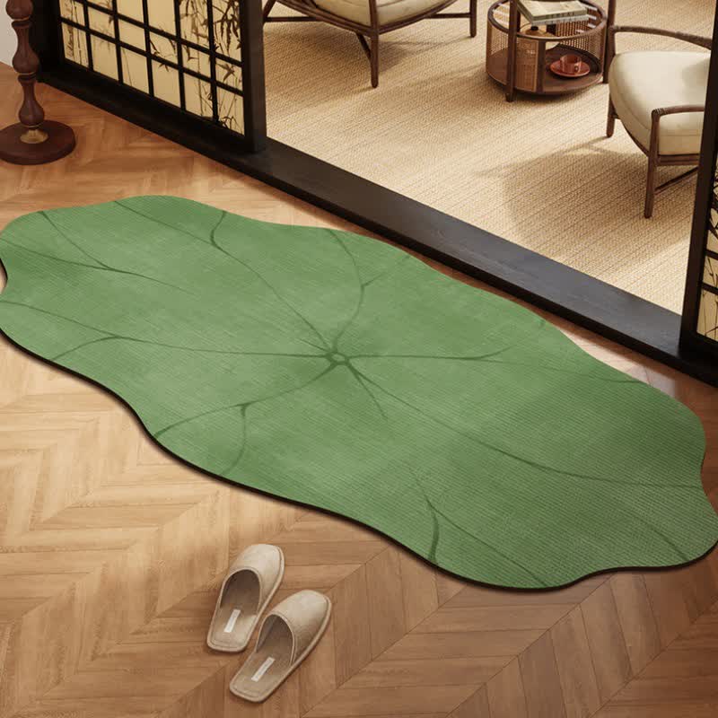 Lotus Leaf Diatom Mud Anti-Slip Bath Mat | Quick Dry Water Absorbent Bathroom Rug | Non-Slip Floor Mat for Bathroom & Entryway