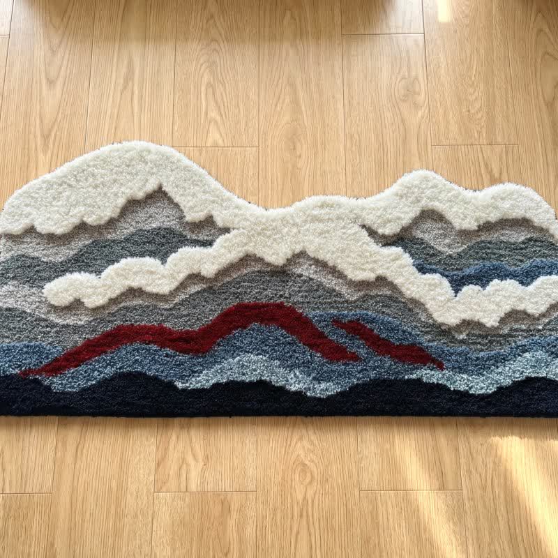 Abstract Wave Shaped Flocked Area Rug | Soft Non-Slip Polyester Floor Carpet | Modern Artistic Living Room Bedroom Rug  2. Optimized Descr