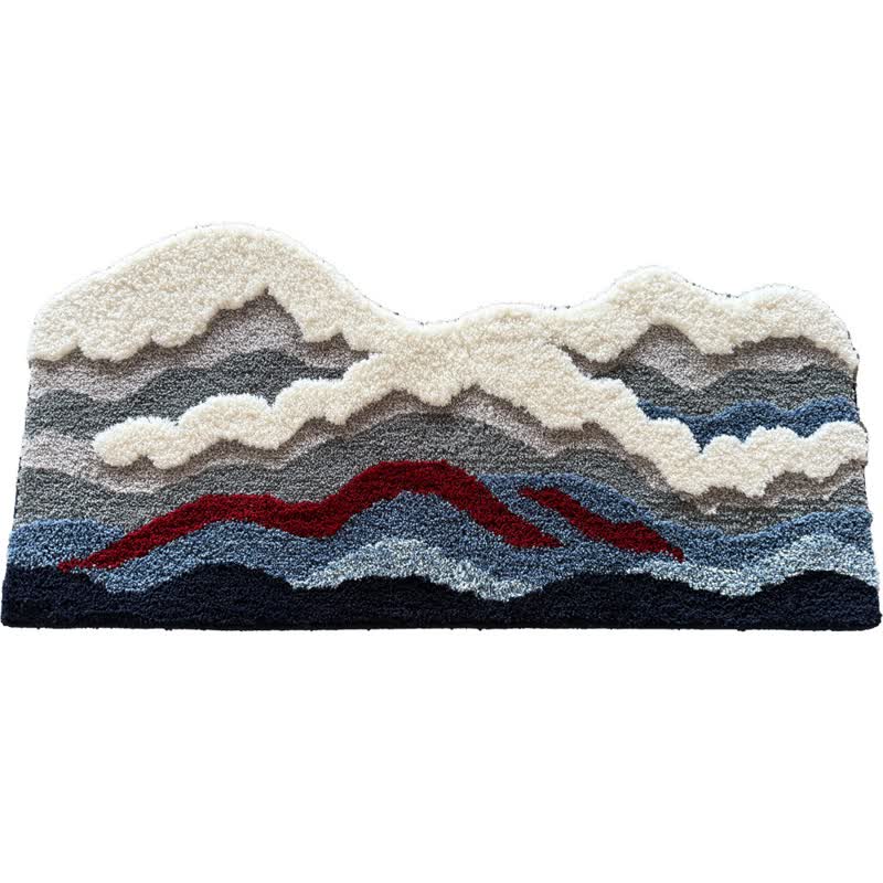 Abstract Wave Shaped Flocked Area Rug | Soft Non-Slip Polyester Floor Carpet | Modern Artistic Living Room Bedroom Rug  2. Optimized Descr