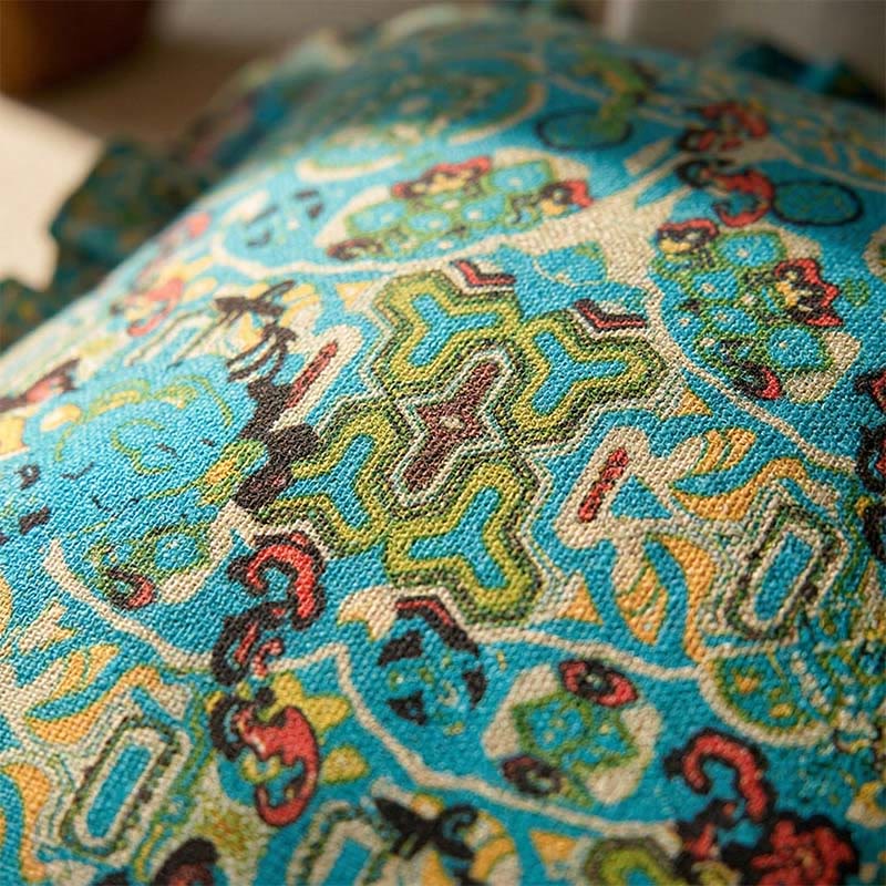 Moroccan Geometric Ruffle Throw Pillow | Boho Chic Decorative Cushion with Tassels | Soft Polyester PP Cotton Pillow | Sofa, Bedroom & Global Style Accent (45×45cm)