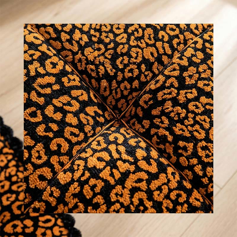 Ownkoti Leopard Print Square Throw Pillow | Chenille Decorative Cushion with Pom-Pom Fringe | Bold Accent Chair & Floor Cushion