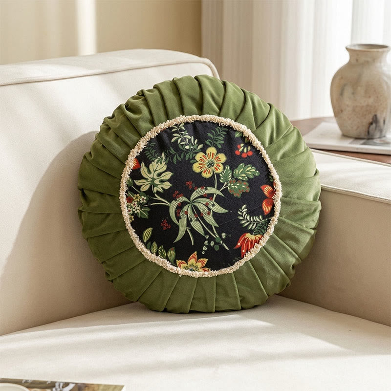 Vintage Chinese Floral Throw Pillow | Velvet-Feel Decorative Cushion | PP Cotton Filled Sofa & Bed Accent | 45×45×15cm Botanical Design Pillow