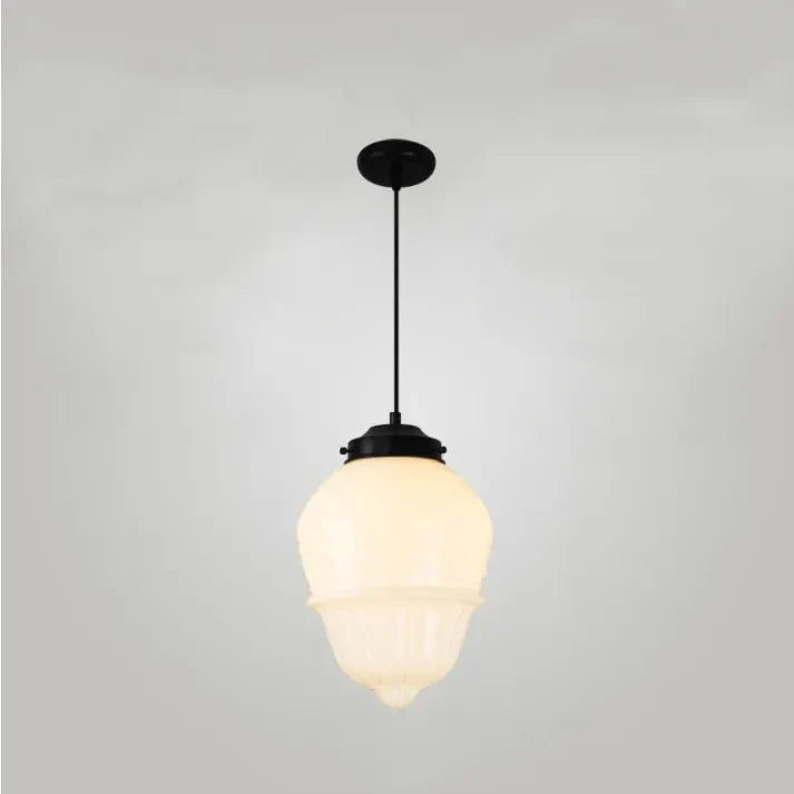 Vintage White Milk Glass Geometric Jar Pendant Lamp | E27 Hanging Light | Adjustable Cord | Decorative Ambient Lighting