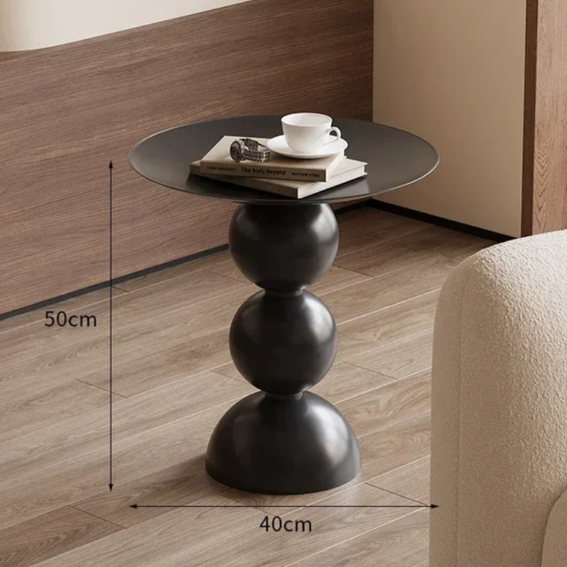 Zanverro Retro Round Side Table | Black Iron Luxury Accent Table | Sofa & Bedroom Nightstand Table