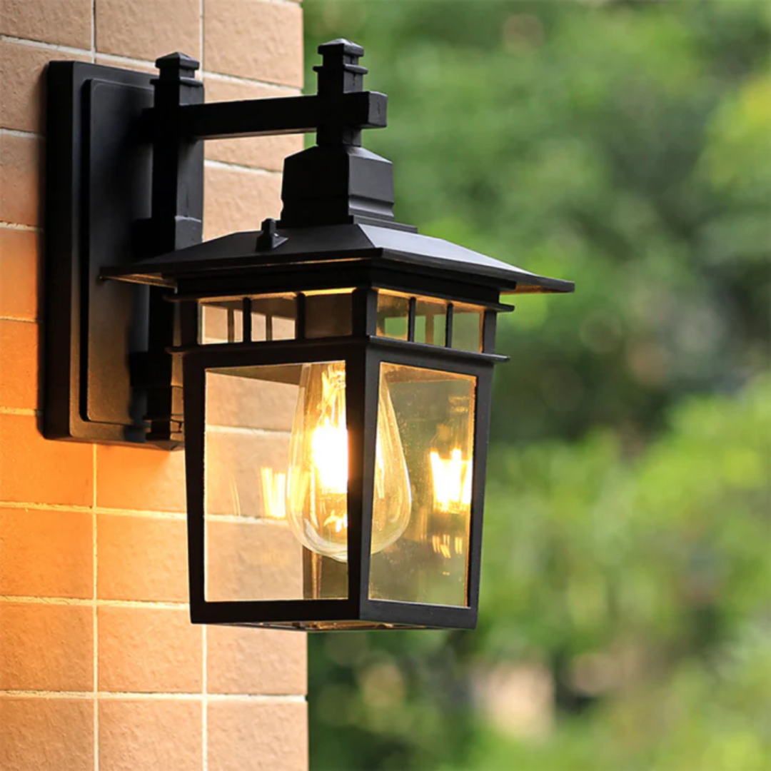 Fylo Black Outdoor Wall Lamp | Modern E27 Exterior Wall Light | IP44 Waterproof Garden Lighting