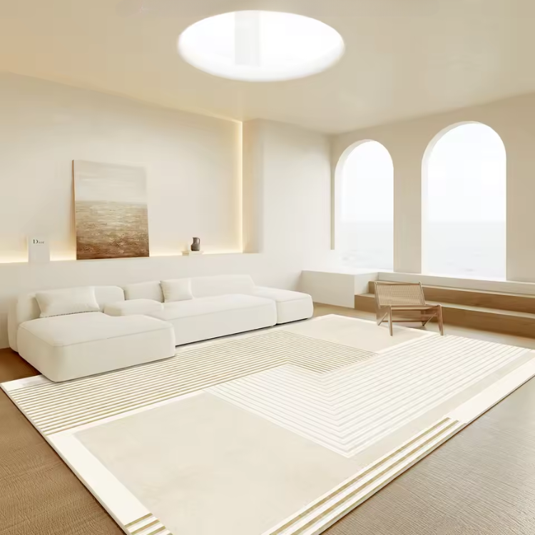 Vorenis Japanese Minimalist Area Rug | Fluffy Soft Non-Slip Carpet | Modern Bedroom & Living Room Floor Rug