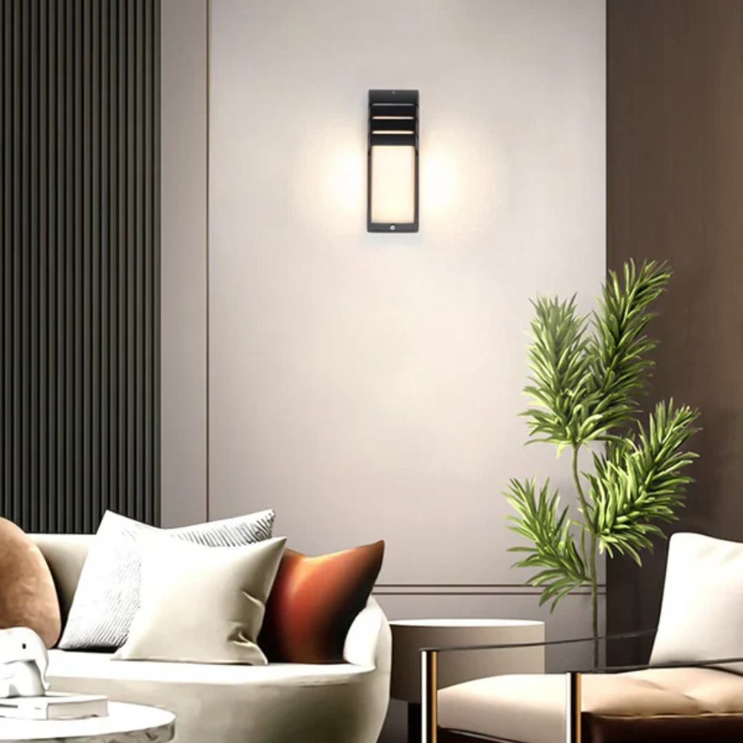 Zymor Outdoor Wall Lamp with Motion Sensor | LED IP65 Waterproof Security Light | Modern Black