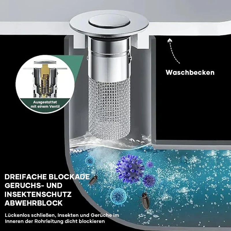 Drain strainer for shower and sink | Hair strainer made of stainless steel | StoppFix