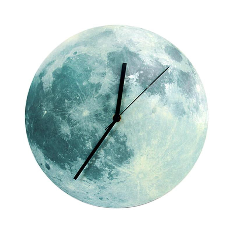 Moon Wall Clock Glow-in-the-Dark | Lunaris Glow Realistic Lunar Design | 30cm Illuminated Wall Decor | Bedroom Living Room Night Light