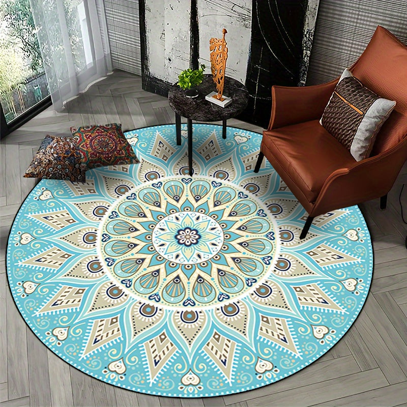 LunaWeave | Elegant Round Mandala Rug | Washable & Non-Slip – Boho Design for Stylish Living Spaces