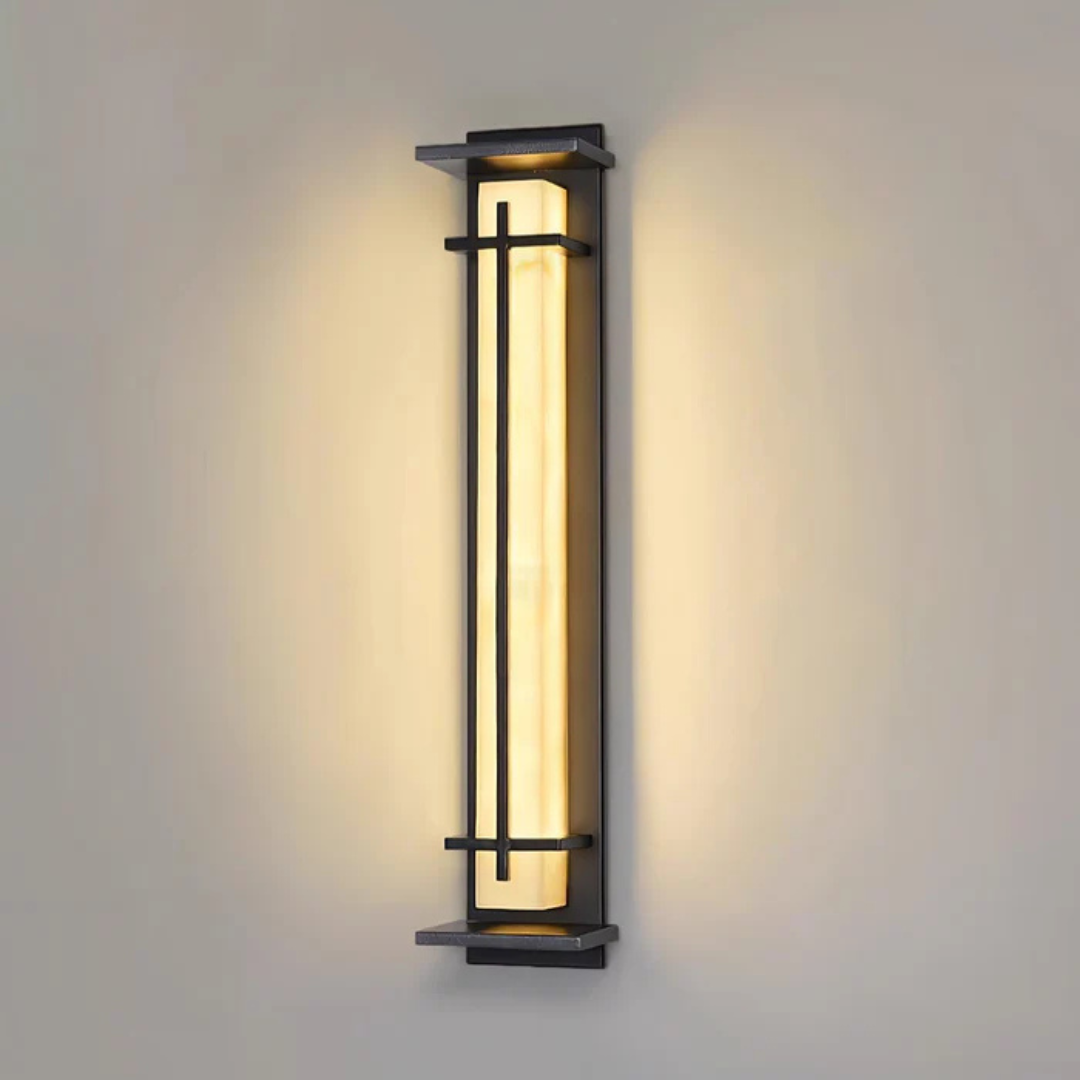 Modern LED Outdoor Wall Lamp for Garden & Terrace | IP65 Waterproof Stainless Steel Exterior Light | Black Marble Look Design | Minimalist Outdoor Lighting