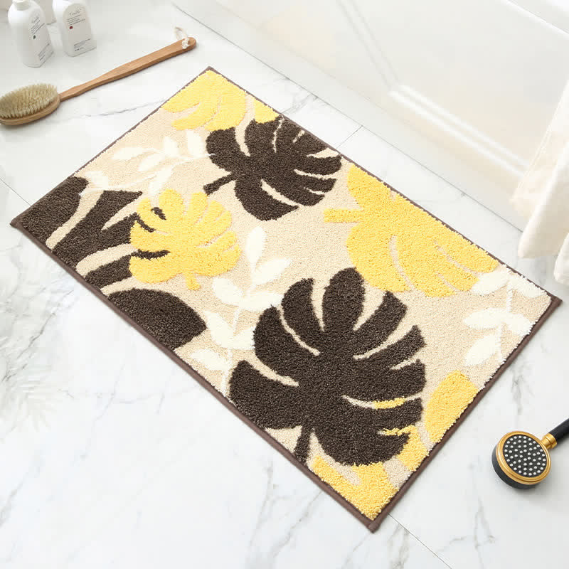 Palm Leaf Non-Slip Entryway Rug | Soft Absorbent Bath Mat for Bathroom, Kitchen & Home | Polyester Floor Rug 40x65 / 50x80cm