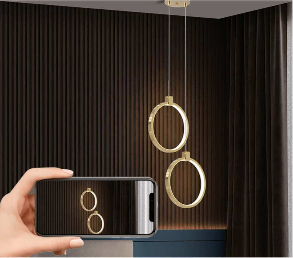 2-Light Circle Pendant Lamp | Gold Brass Finish | Modern LED Ceiling Light | Dining Living Room Entryway