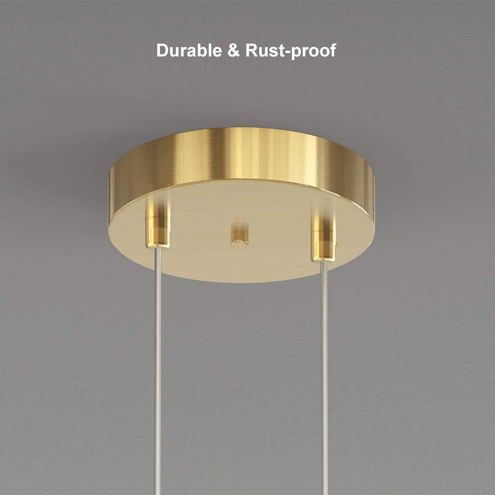 2-Light Circle Pendant Lamp | Gold Brass Finish | Modern LED Ceiling Light | Dining Living Room Entryway