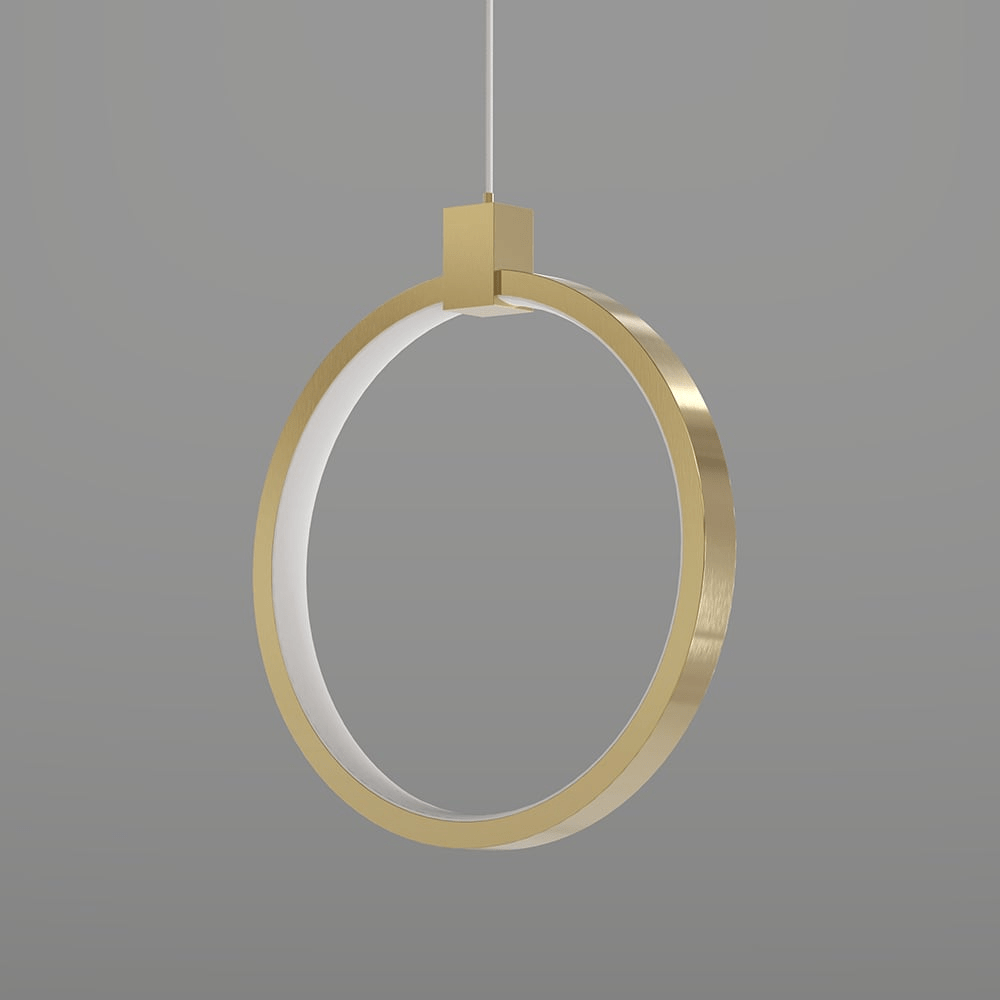 2-Light Circle Pendant Lamp | Gold Brass Finish | Modern LED Ceiling Light | Dining Living Room Entryway
