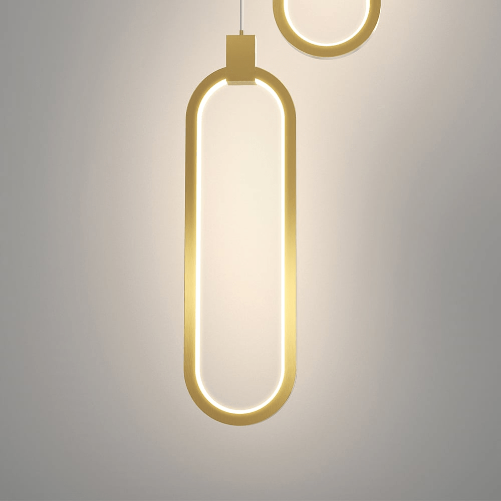 2-Light Circle Pendant Lamp | Gold Brass Finish | Modern LED Ceiling Light | Dining Living Room Entryway